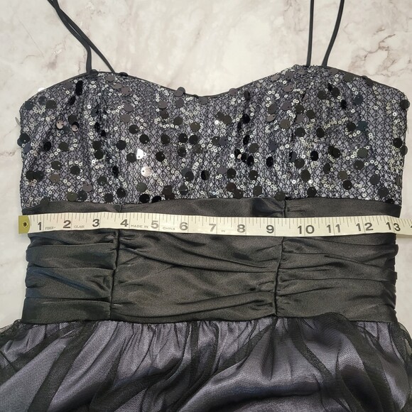 Blondie Nites prom homecoming sequin short tulle black silver dress size  3 NWT - Picture 6 of 16